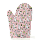 Cartoon Cactus And Llama Pattern Print Single Oven Mitt