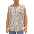 Cartoon Cactus And Llama Pattern Print Sleeveless Baseball Jersey