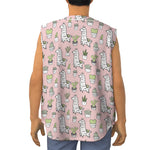 Cartoon Cactus And Llama Pattern Print Sleeveless Baseball Jersey