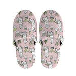 Cartoon Cactus And Llama Pattern Print Slippers