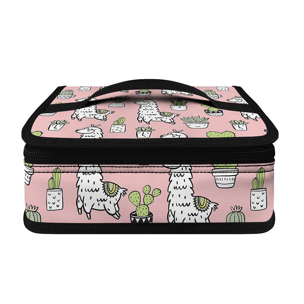 Cartoon Cactus And Llama Pattern Print Small Lunch Bag