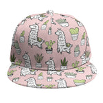 Cartoon Cactus And Llama Pattern Print Snapback Cap
