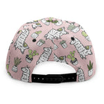 Cartoon Cactus And Llama Pattern Print Snapback Cap