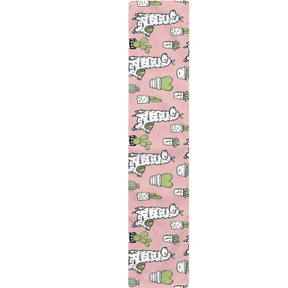 Cartoon Cactus And Llama Pattern Print Table Runner
