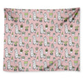 Cartoon Cactus And Llama Pattern Print Tapestry