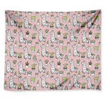 Cartoon Cactus And Llama Pattern Print Tapestry
