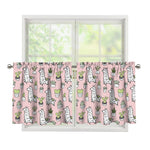 Cartoon Cactus And Llama Pattern Print Tier Curtains