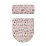 Cartoon Cactus And Llama Pattern Print Toilet Lid And Tank Cover Set