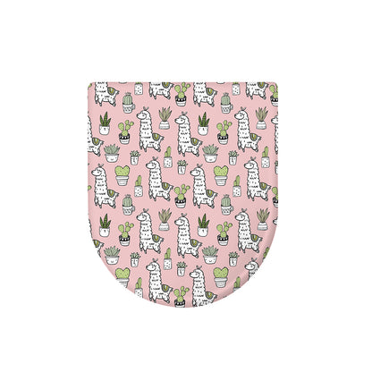 Cartoon Cactus And Llama Pattern Print Toilet Lid Cover