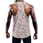Cartoon Cactus And Llama Pattern Print Training Tank Top