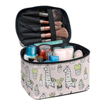 Cartoon Cactus And Llama Pattern Print Travel Makeup Bag