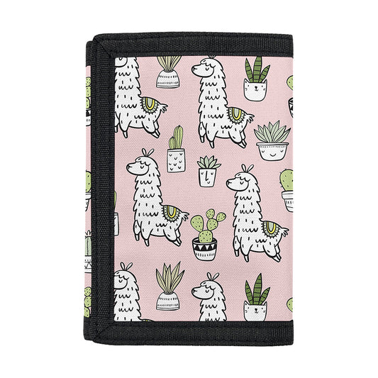 Cartoon Cactus And Llama Pattern Print Trifold Wallet