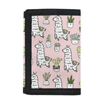 Cartoon Cactus And Llama Pattern Print Trifold Wallet