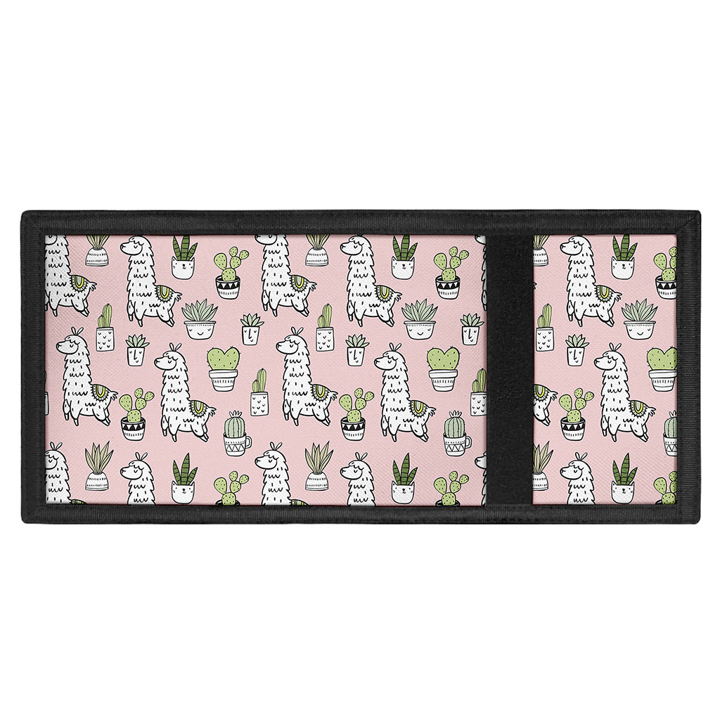 Cartoon Cactus And Llama Pattern Print Trifold Wallet