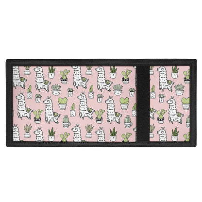 Cartoon Cactus And Llama Pattern Print Trifold Wallet