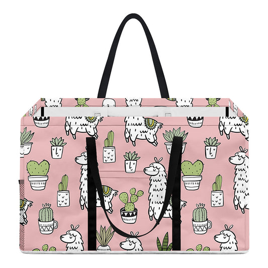 Cartoon Cactus And Llama Pattern Print Utility Tote Bag