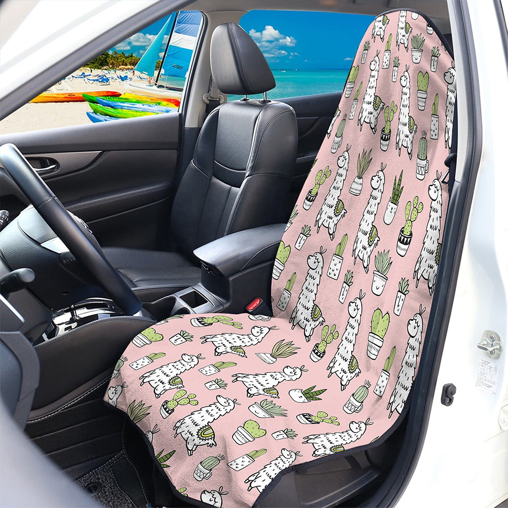 Cartoon Cactus And Llama Pattern Print Waterproof Car Seat Cover