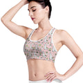 Cartoon Cactus And Llama Pattern Print Women's Sports Bra