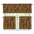 Cartoon Camping Pattern Print 3 Piece Kitchen Curtains
