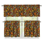 Cartoon Camping Pattern Print 3 Piece Kitchen Curtains