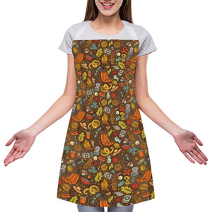 Cartoon Camping Pattern Print Adjustable Apron