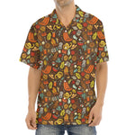 Cartoon Camping Pattern Print Aloha Shirt