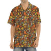 Cartoon Camping Pattern Print Aloha Shirt