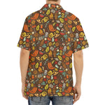 Cartoon Camping Pattern Print Aloha Shirt