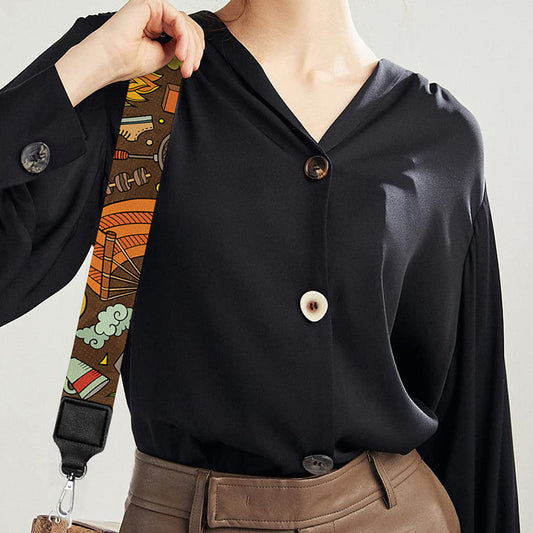 Cartoon Camping Pattern Print Bag Strap