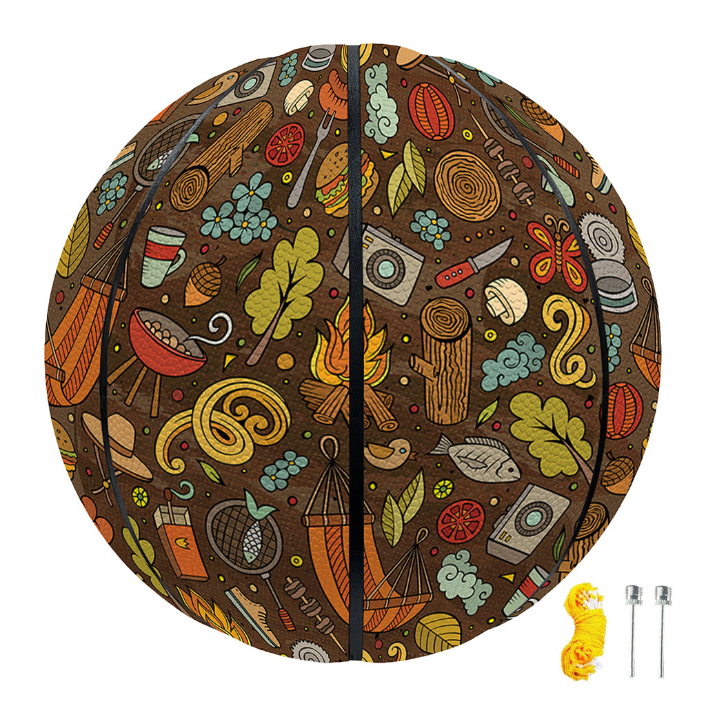 Cartoon Camping Pattern Print Basketball
