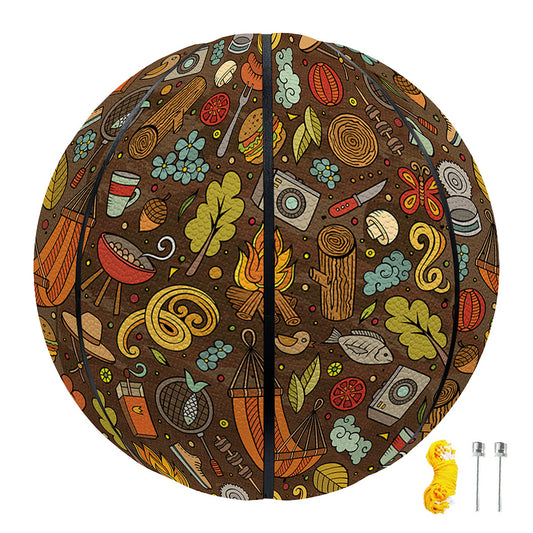 Cartoon Camping Pattern Print Basketball