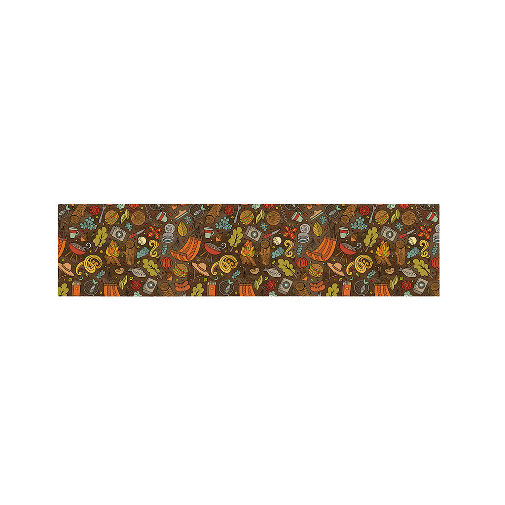 Cartoon Camping Pattern Print Bed Runner