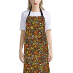 Cartoon Camping Pattern Print Bib Apron With Pocket