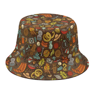 Cartoon Camping Pattern Print Bucket Hat