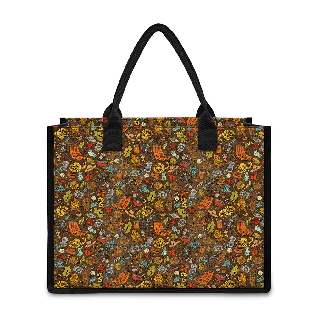Cartoon Camping Pattern Print Canvas Tote Bag