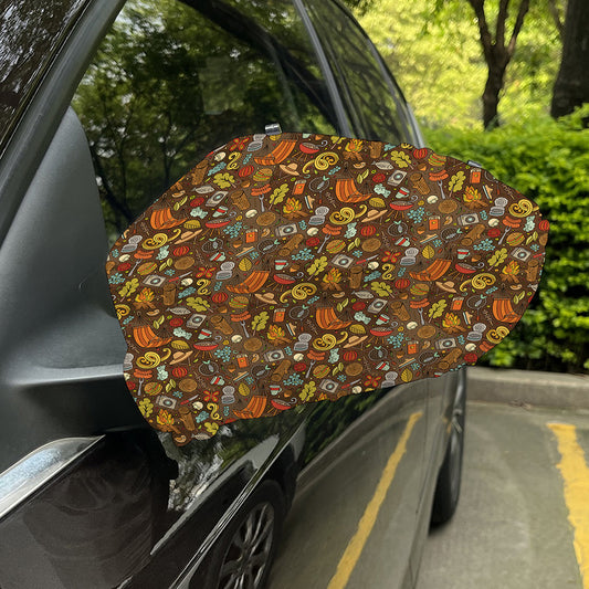 Cartoon Camping Pattern Print Car Side Mirror Covers