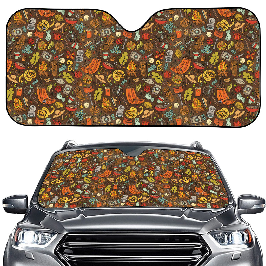 Cartoon Camping Pattern Print Car Windshield Sun Shade