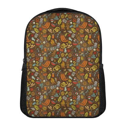 Cartoon Camping Pattern Print Casual Backpack
