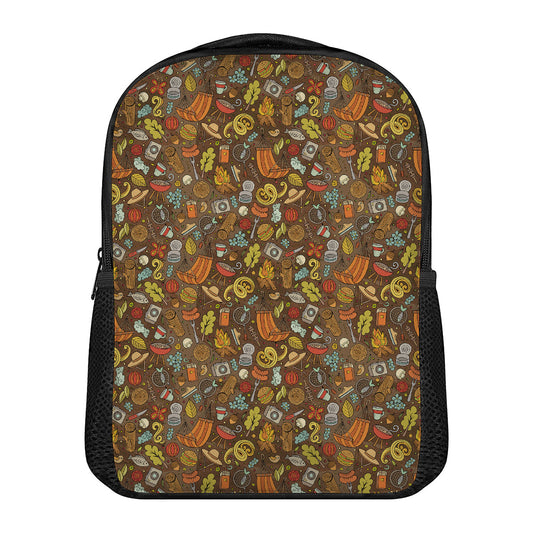 Cartoon Camping Pattern Print Casual Backpack
