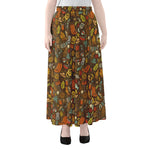 Cartoon Camping Pattern Print Chiffon Maxi Skirt