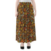 Cartoon Camping Pattern Print Chiffon Maxi Skirt