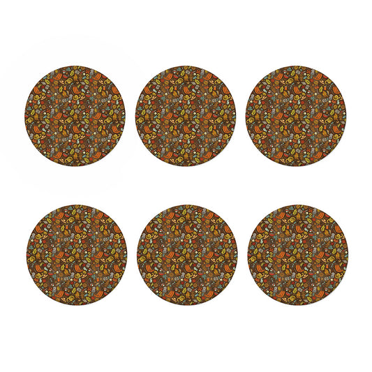 Cartoon Camping Pattern Print Coaster Set