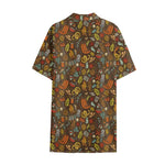 Cartoon Camping Pattern Print Cotton Hawaiian Shirt