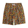 Cartoon Camping Pattern Print Cotton Shorts