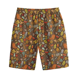 Cartoon Camping Pattern Print Cotton Shorts