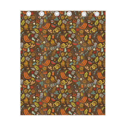 Cartoon Camping Pattern Print Curtain