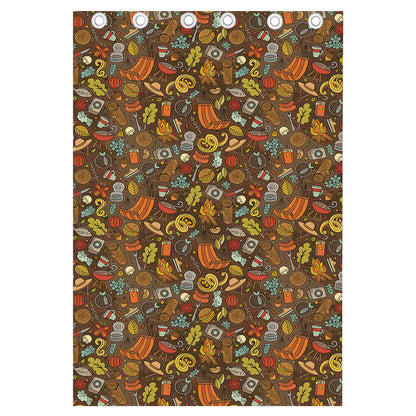 Cartoon Camping Pattern Print Curtain
