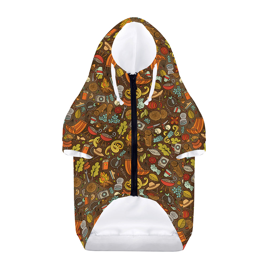 Cartoon Camping Pattern Print Dog Zip Up Hoodie