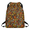 Cartoon Camping Pattern Print Drawstring Backpack