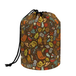 Cartoon Camping Pattern Print Drawstring Makeup Bag